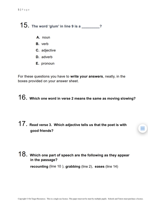 Transfer Test Seag Style Practice Papers Level 1