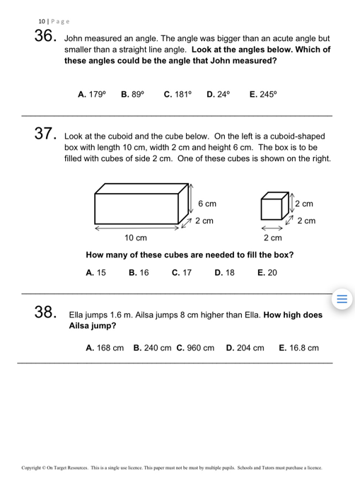 Transfer Test Seag Style Practice Papers