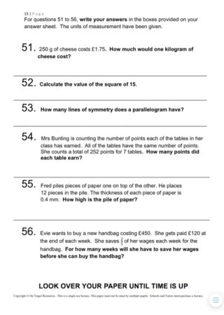 Transfer Test Seag Style Practice Papers