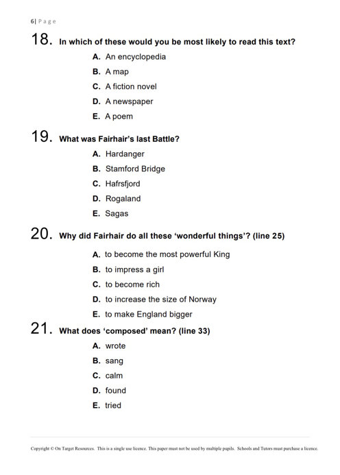 Transfer Test Seag Style Practice Papers